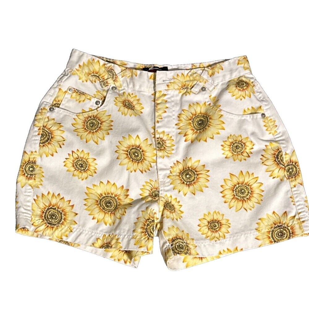 VTG 90s Denim Sunflower pattern High Rise Shorts by Durango Sz 10